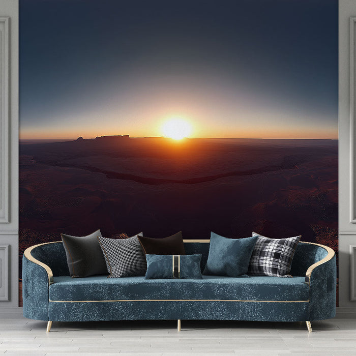 Tapet peisaj arid | Răsărit peste un canion vast de deșert