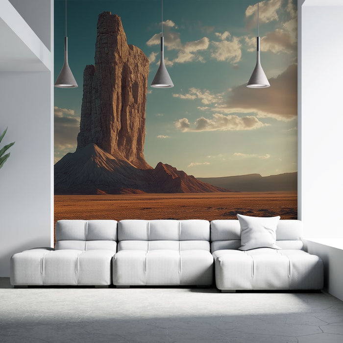 Tapetti kuiva maisema | Majesteettinen monoliitti aurinkoisen taivaan alla