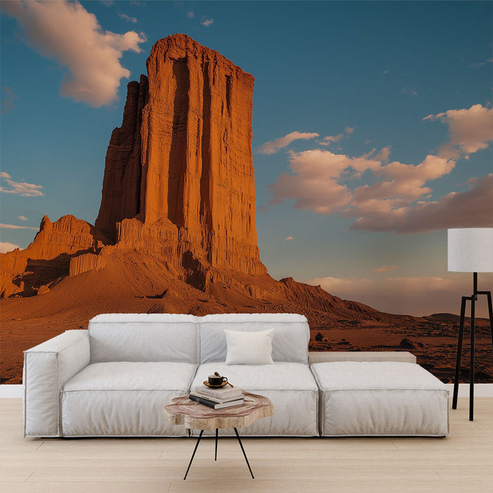 Фототапет пустинен пейзаж | Теракотен паметник под синьото небе