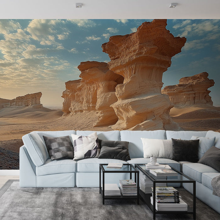 Фототапет пустинен пейзаж | Естествени скулптури от пясък и пастелно небе