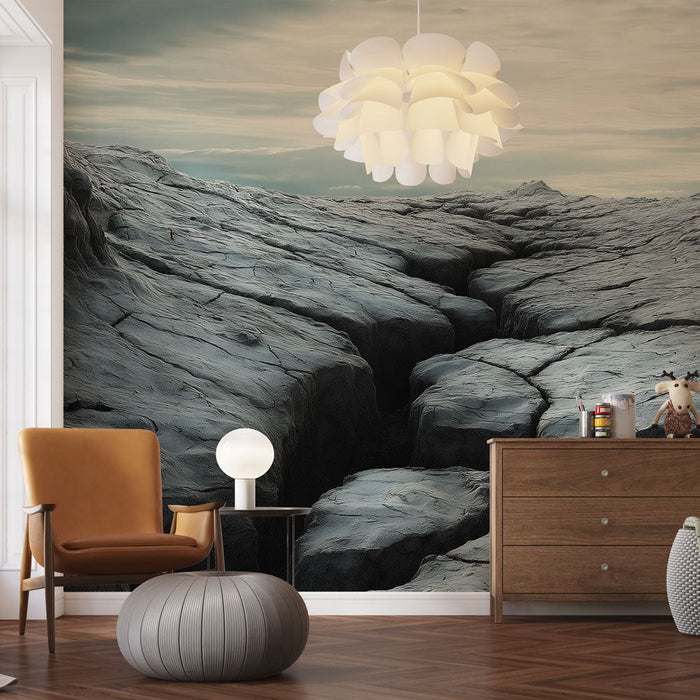 Tapeta vyprahlá krajina | Popraskaná země pod zataženou oblohou