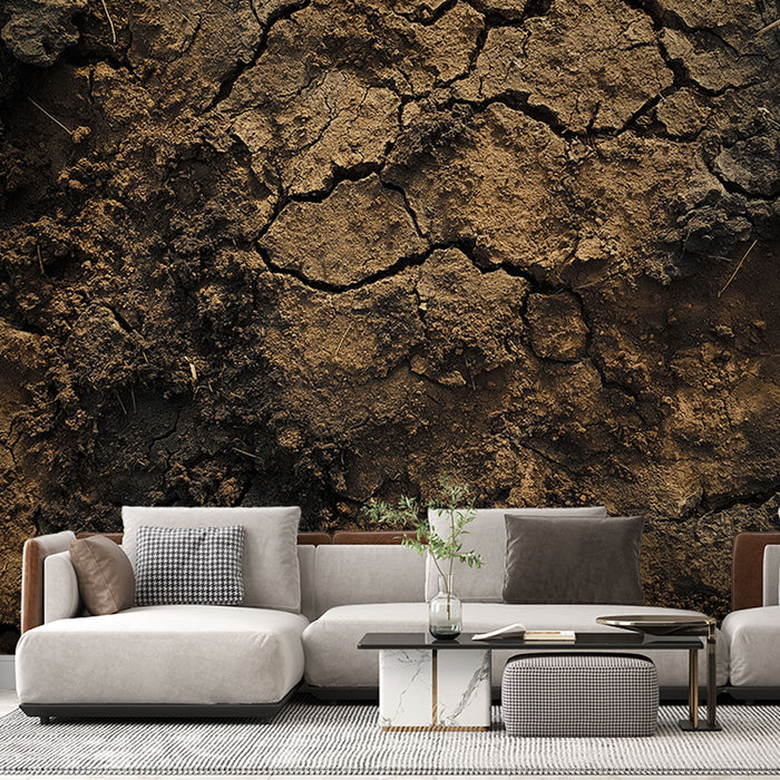 Tapet peisaj arid | Textură de sol crăpat și pământ fertil