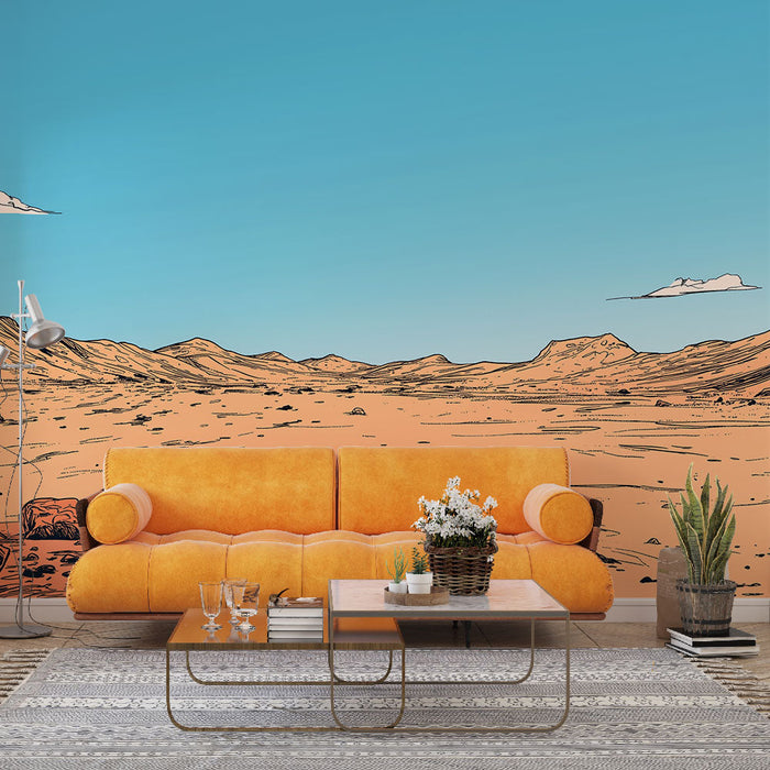 Tapet peisaj arid | Deșerturi vaste și munți îndepărtați