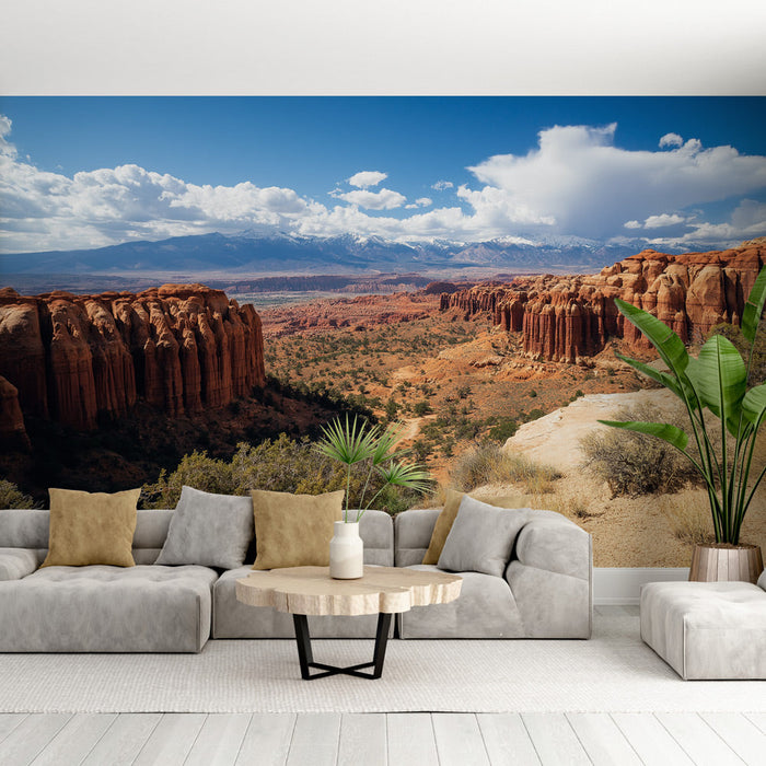 Tapet peisaj arid | Vedere panoramică a formațiunilor de rocă majestuoase