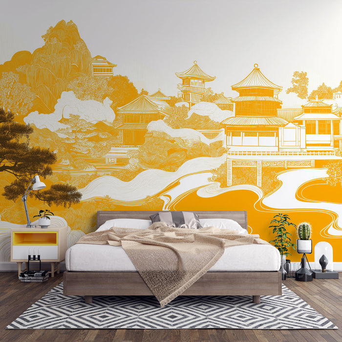 Asian Landscape Wallpaper | Minimalist design in orange with temples and nature

Asiatisk Landskaps Tapet | Minimalistisk design i oransje med templer og natur