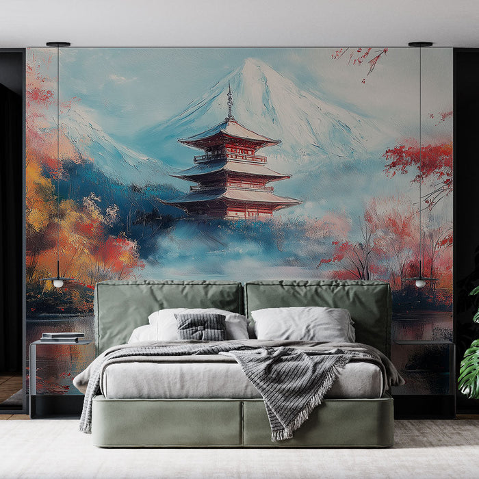 Foto Behang Aziatisch Landschap | Japanse Tempel bij een Vredig Meer