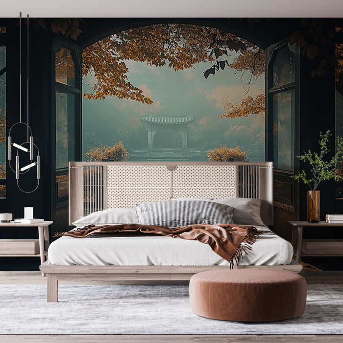 Jesenji pejzaž zidna tapeta | Umirujući pogled na miran vrt