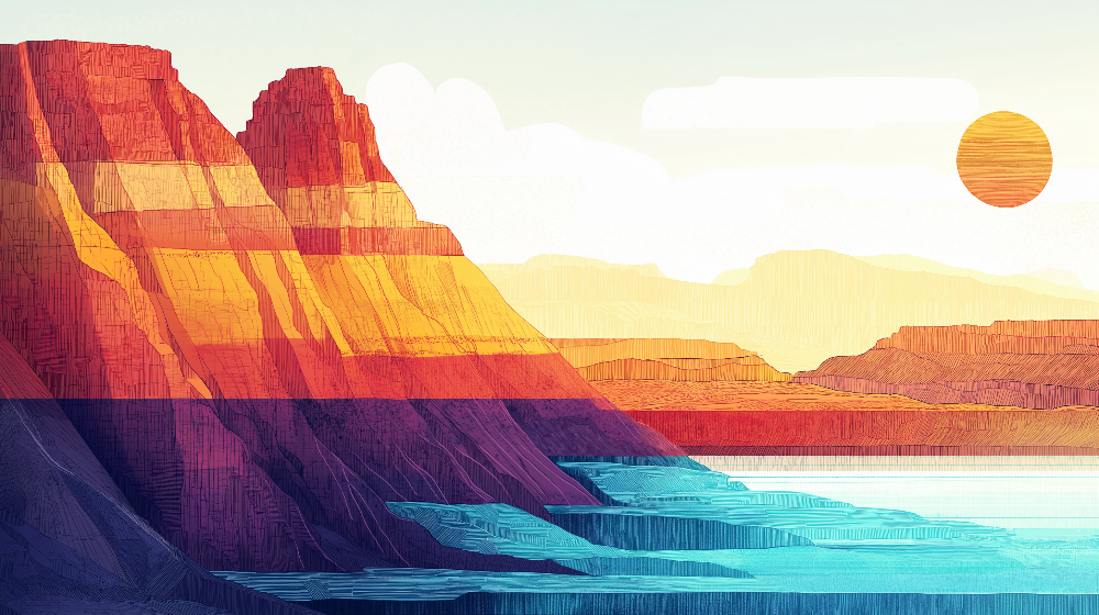 Tapet peisaj canion | Munți colorați la apus