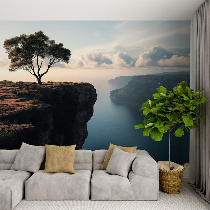 Ταπετσαρία τοπίου παραθαλάσσιου | Μοναχικό δέντρο σε ακρωτήριο με θέα στον ωκεανό