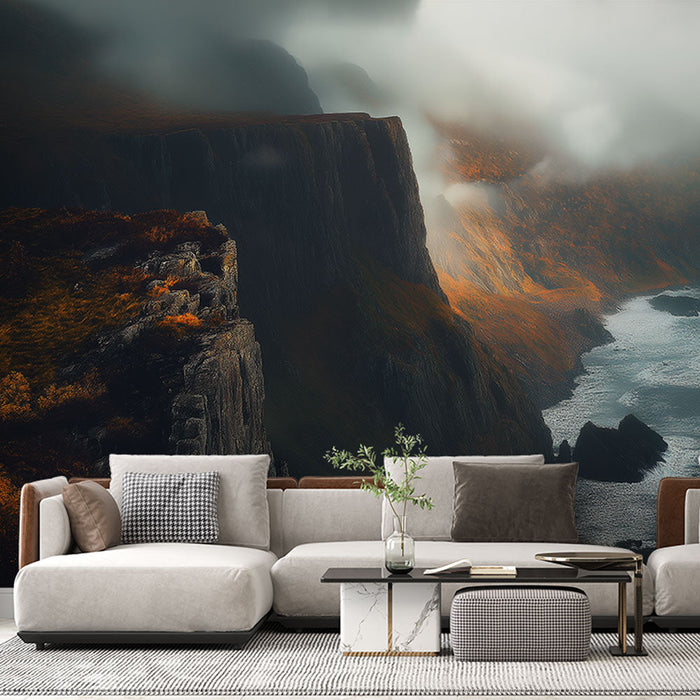 Tapeta obalni krajolik | Veličanstvene litice i morska magla