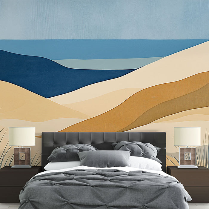 Mural Wallpaper coastal landscape | Abstract shapes of dunes and bluish sea