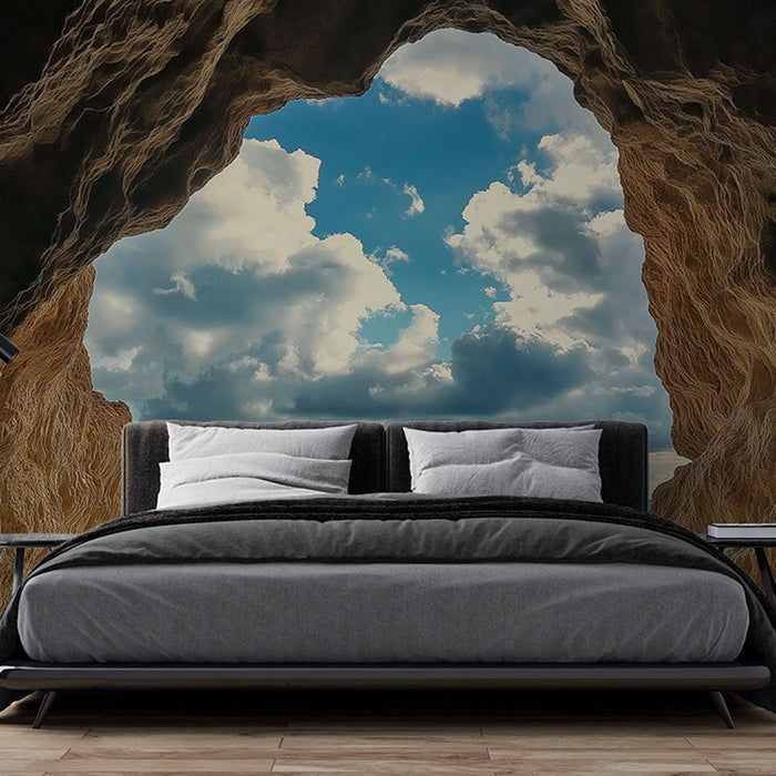 Mural Wallpaper coastal landscape | View of a beach through a cave