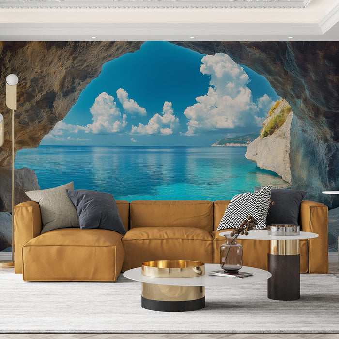 Tapeta obmorske krajine | Panoramski pogled na kristalno čisto uvalo