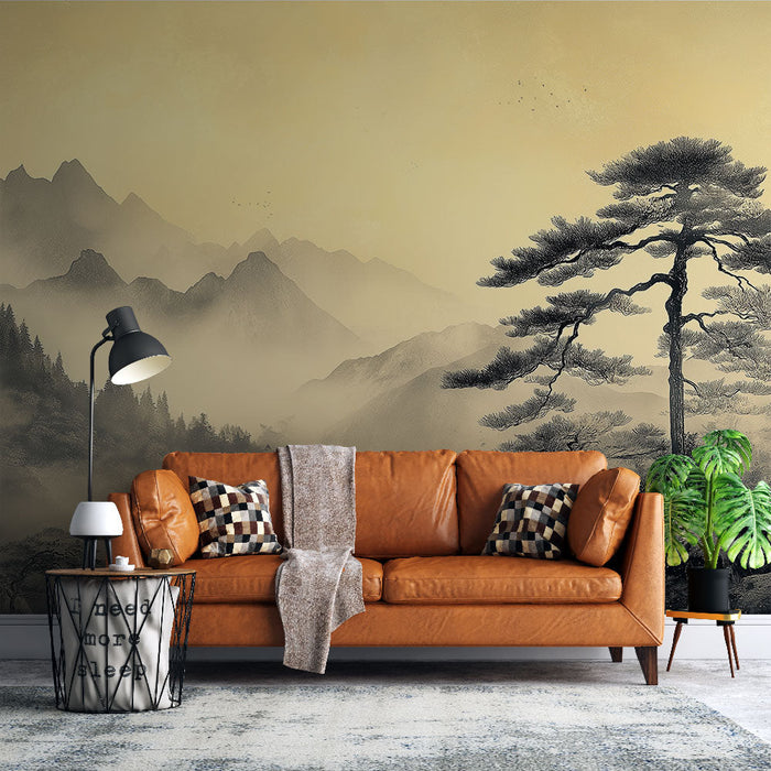 Fototapet ορεινό τοπίο | Μια μελαγχολική γαλήνη σε αποχρώσεις του κίτρινου και του μαύρου