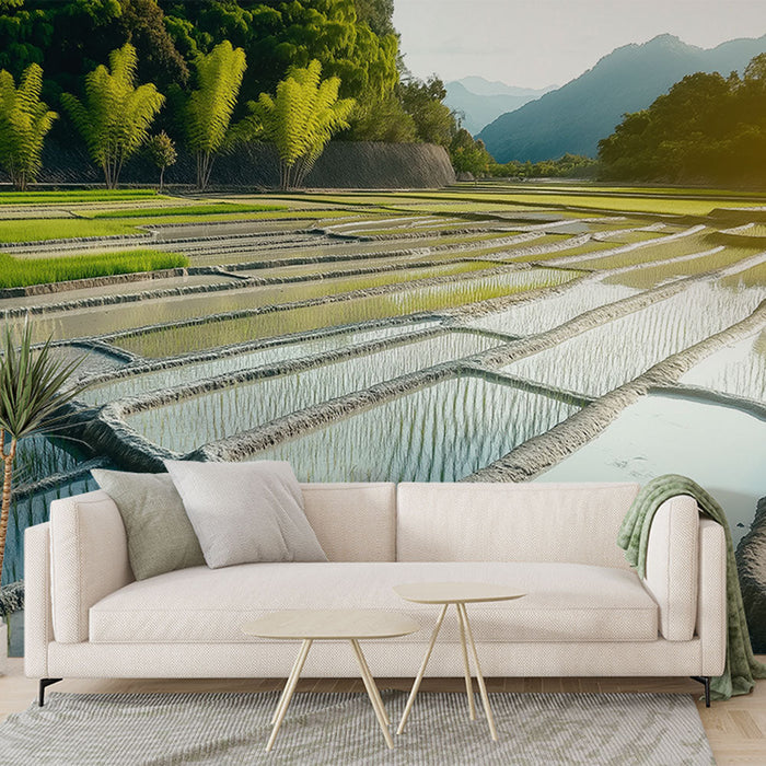 Tapeta krajolik rižinih polja | Impresivan panorama bujnih i terasastih rižinih polja