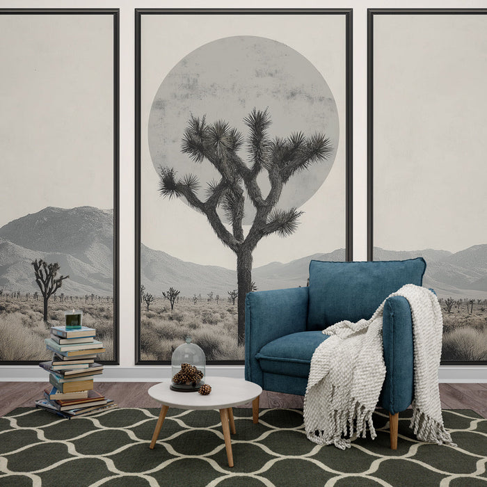 Mural Wallpaper desert landscape | Joshua trees under a serene sky