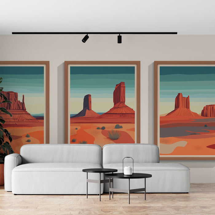 Tapeta pustynny pejzaż | Artystyczne wrażenia formacji skalnych na południowym zachodzie