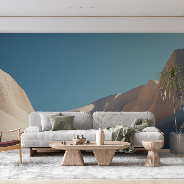 Mural Wallpaper desert landscape | Gentle mountains and clear sky