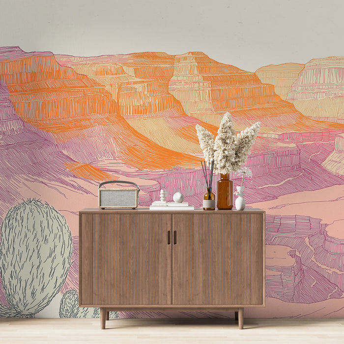 Mural Wallpaper desert landscape | View of the Grand Canyon with warm color gradients