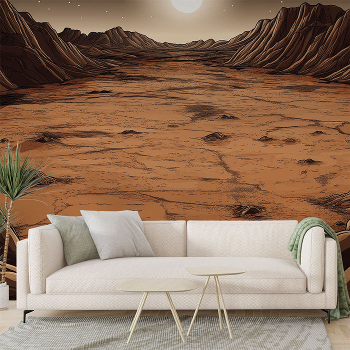 Tapete paisagem do deserto | Vista de uma paisagem de montanhas e rochas vermelhas sob um céu estrelado