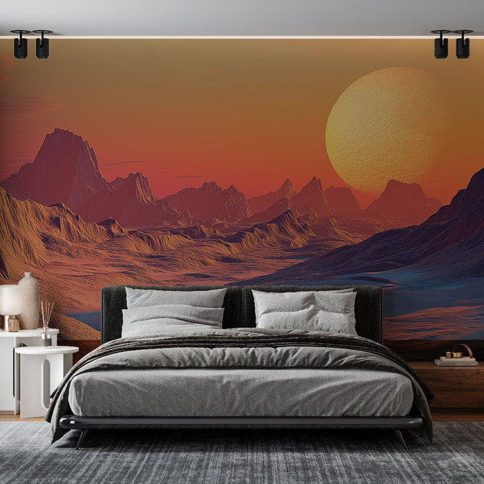 Tapet peisaj extraterestru | Vastitatea unei lumi stelare sub un cer arzător