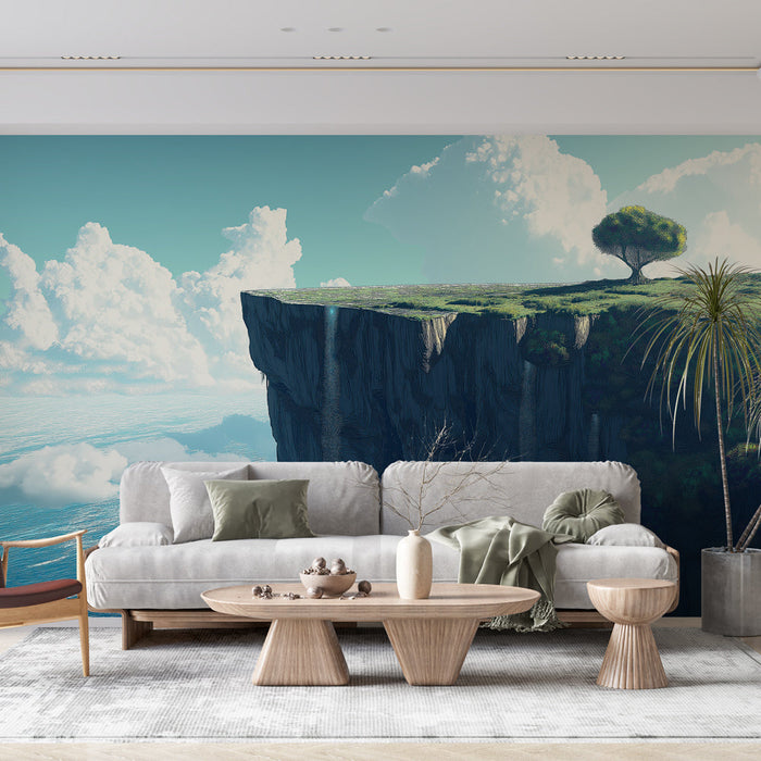 Foto Behang fantastisch landschap | Klif met uitzicht op de oceaan met een eenzame boom
