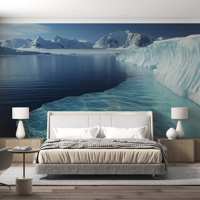 Papel pintado frozen landscape | Spectacular view of a glacier and crystal-clear waters