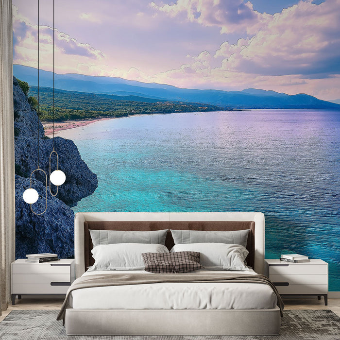 Mural Wallpaper marine landscape | Sunset over a turquoise sea
