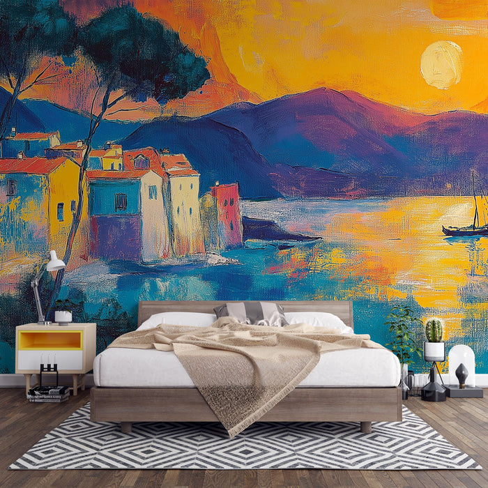Carta da parati paesaggio marino | Colori vivaci al tramonto