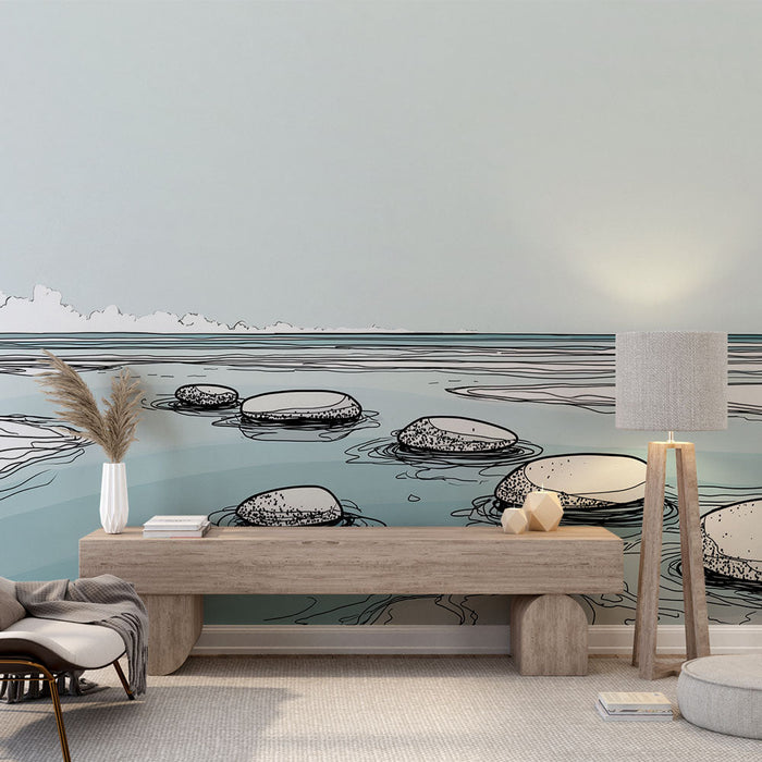 Tapetti merimaisema | Kivet vedessä rauhallisessa tunnelmassa