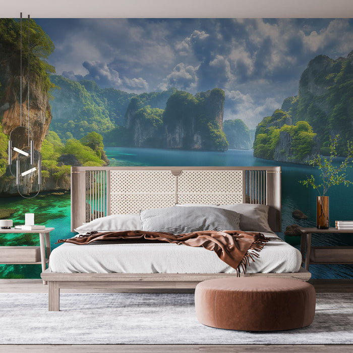 Fototapet Thai Marine Landscape | Den naturliga skönheten av turkosa vatten och gröna klippor