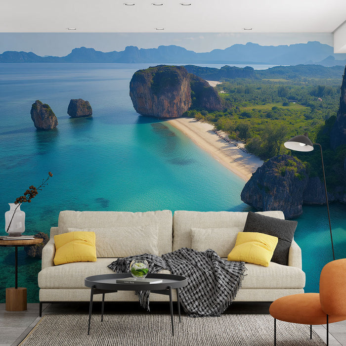 Fototapet Thai Marine Landscape | Fridfull strand med majestätiska klippor