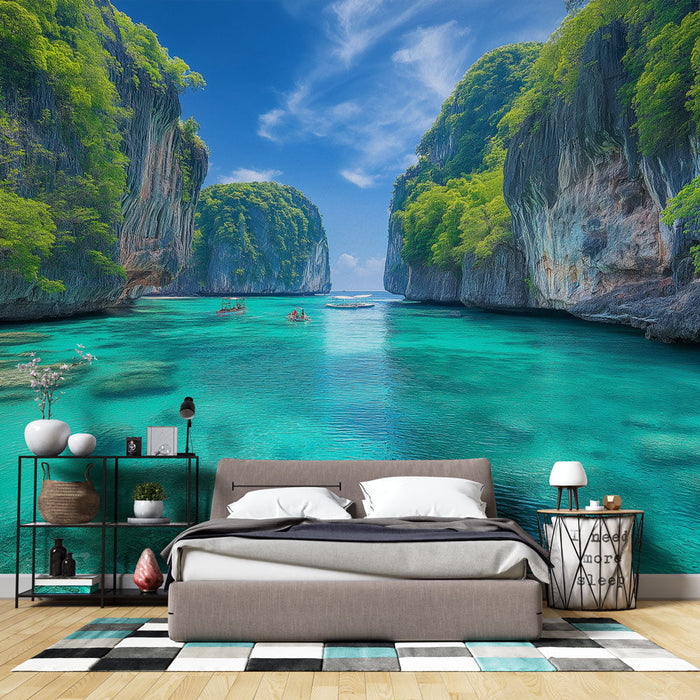 Fototapet Thai Marine Landscape | Fantastisk utsikt över turkosa vatten och frodiga klippor
