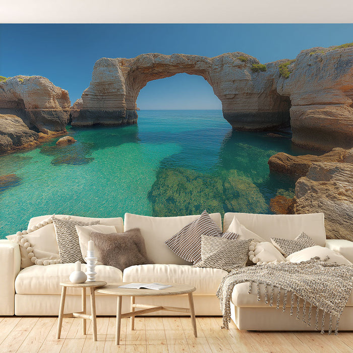 Tapete morskog krajolika | Čaroban pogled na stijenu uz vodu