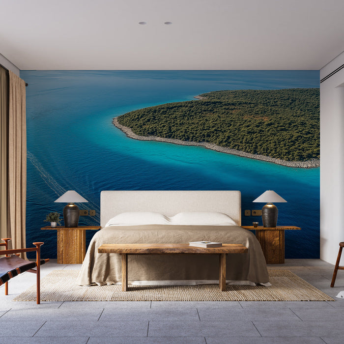 Carta da parati paesaggio marino | Barca a vela che naviga su acque cristalline