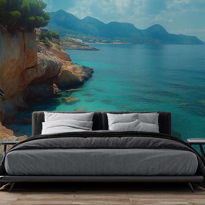 Mural Wallpaper marine landscape | Soothing view of the turquoise sea and mountains