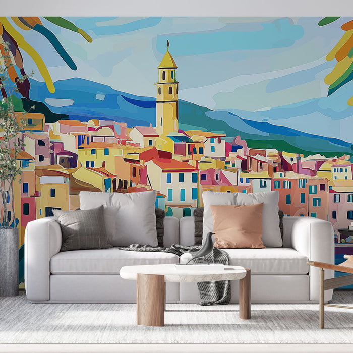 Fototapet Medelhavslandskap | Färgglad stad vid havet