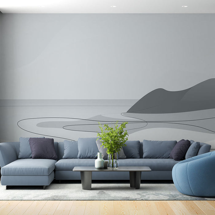 Tapete minimalističkog krajolika | Fluidni obrisi sive plaže