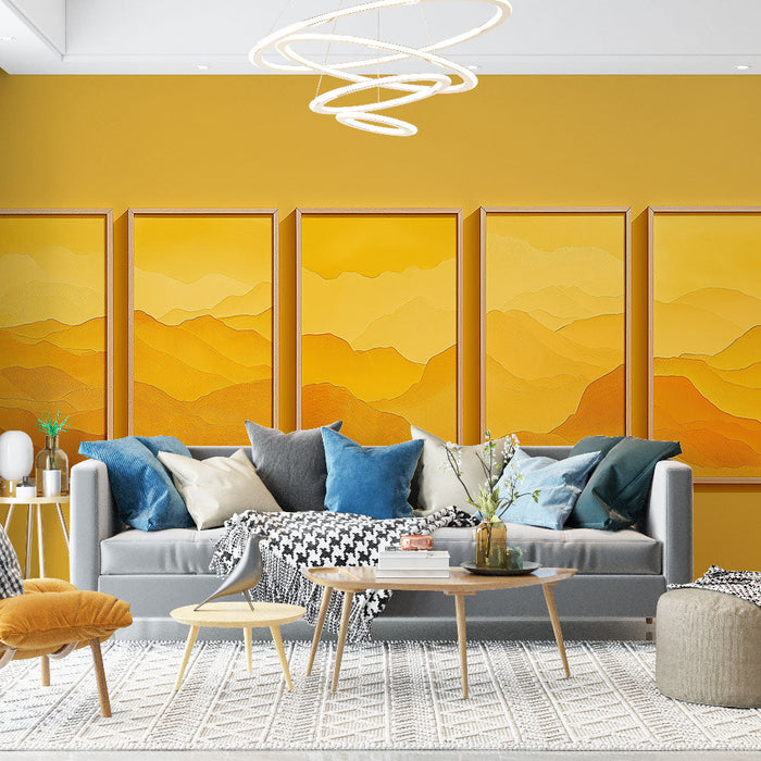 Fototapet dağ manzarası | Sarı ve turuncu tonların yaydığı hafif tepeler