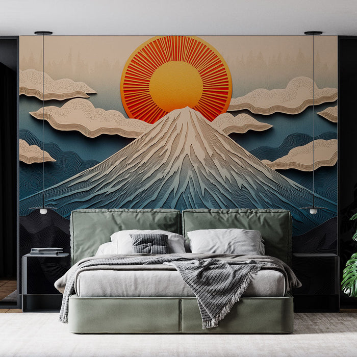 Tapete Berglandschaft | Majestätischer Berg unter einer strahlenden Sonne