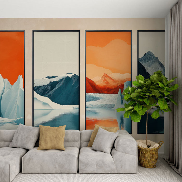 Fototapet dağ manzarası | Dağları parlak renklerle tasvir eden modern tablolar serisi