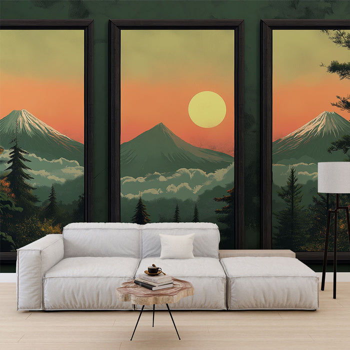 Falikép hegyi táj | Hegyi trilógia naplementekor