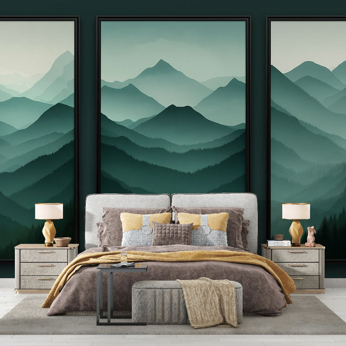 Tapete планински пейзаж | Обширни зелени долини и нежна мъгла