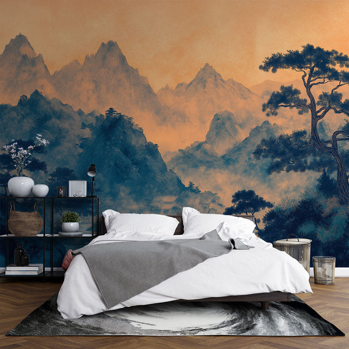 Papel de parede paisagem de montanha | Vista reconfortante de montanhas misteriosas e um lago tranquilo