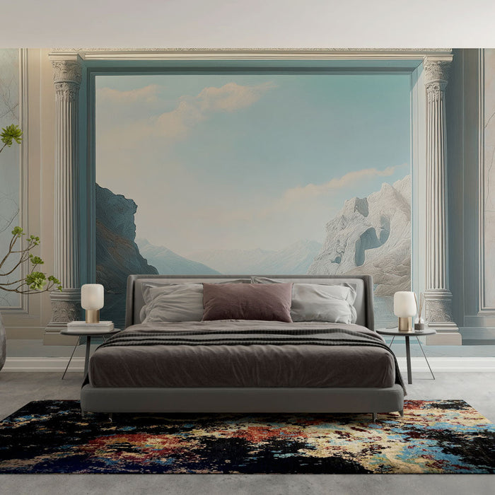 Fototapeet mägine maastik | Järve ja võimsate mägede panoraamvaade