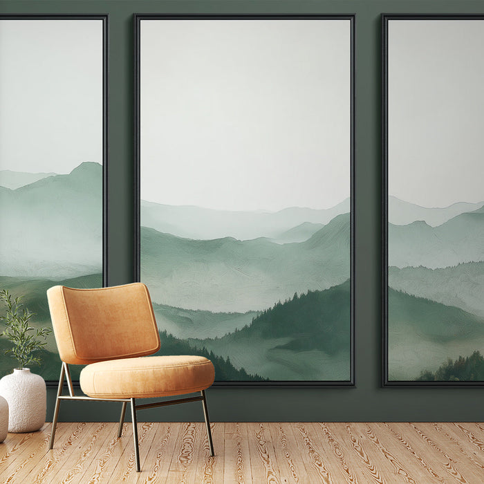 Carta da parati paesaggio montano | Vedute serene di colline ondulate all'alba