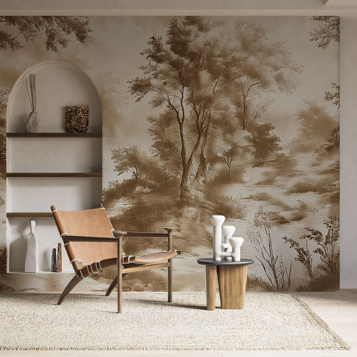 Tapeta naturalny krajobraz | Krajobraz w sepii