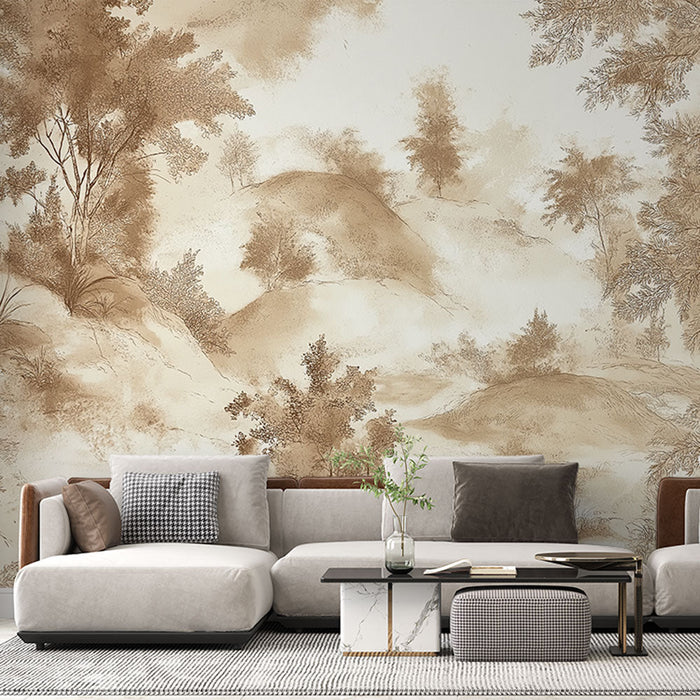 Tapetti luonnonmaisema | Beigen ja ruskean sävyt