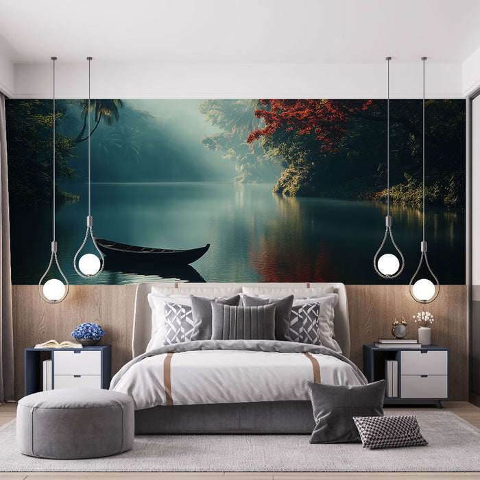 Papel de parede paisagem náutica | Rios nebulosos e vegetação exuberante