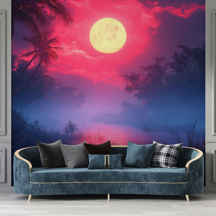 Fototapet pejzaž | Tajnovita rijeka pod svijetlom punom mjesecom